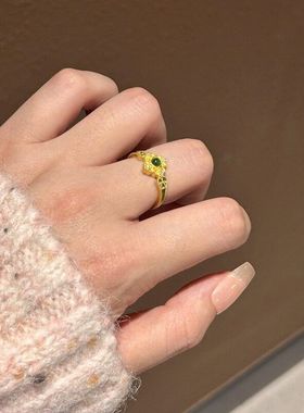 XBK绿宝石戒宫廷风戒指镶嵌釉滴