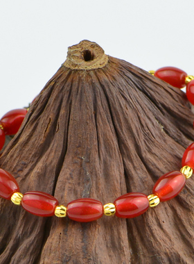 黄金手链足纯转运珠红玛瑙