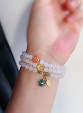 工厂原创手链女士和田玉多圈白玉