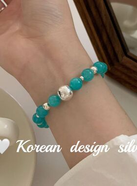 韩版Ins风小众高级感饰品 925纯 手工蓝色水晶手链轻奢精致手饰女