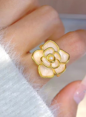 黄金山茶花女戒指999足珍