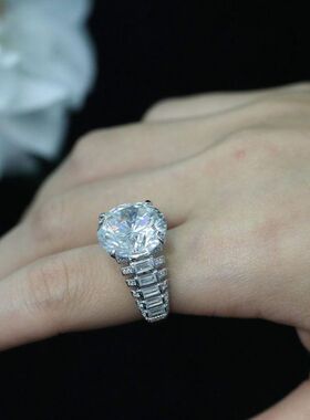 925银镀金戒指高碳钻白色卡家高