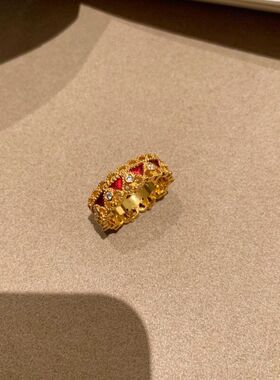 XBK滴戒红色宫廷风皇冠釉食指新