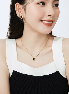 XBK复古黑糖项链夹心链玛瑙个性