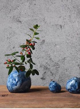 陶瓷水培花盆，多肉花瓶，手绘青花陶瓷插花，办公室装饰花盆，小