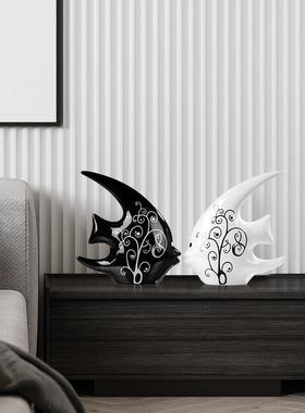 创意家居饰品现代酒柜装饰品摆件客厅卧室陶瓷简约鱼工艺礼品摆饰