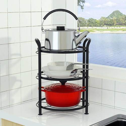 放锅架子厨房置物架锅具收纳层架锅架多层落地台面家用多功能厨具 - 图1