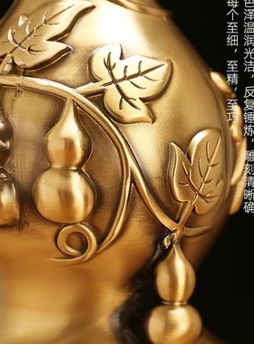 纯铜开盖空心百福葫芦摆件 v招财安宅客厅家居客厅卧室 玄关装饰