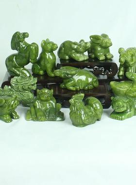玉石十二生肖摆件12生肖鼠牛虎兔龙蛇马羊猴鸡狗猪家居客厅工艺品