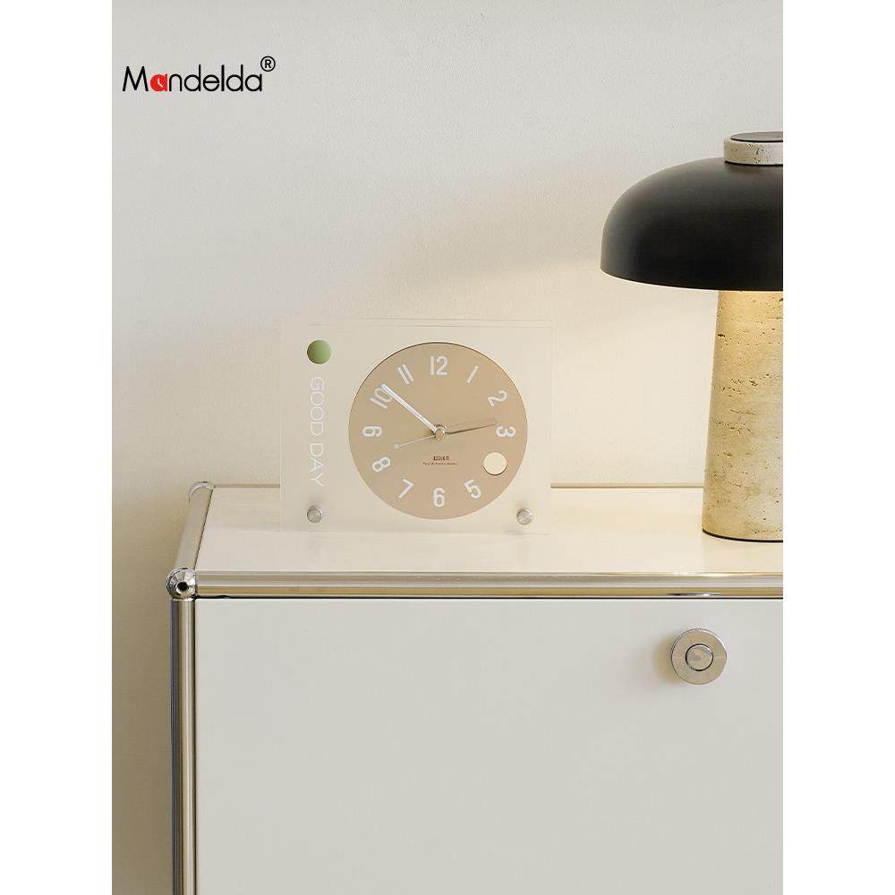 Mandelda创意简约桌面摆件客厅卧室台式座钟玄关电视柜时钟装饰品,淘宝优惠券,粉丝福利购,淘宝优惠卷