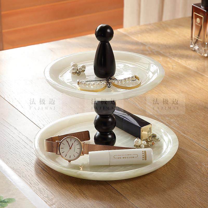 天然大理石入户玄关装饰收纳摆件置物架香薰首饰托 托盘双层水果,淘宝优惠券,粉丝福利购,淘宝优惠卷