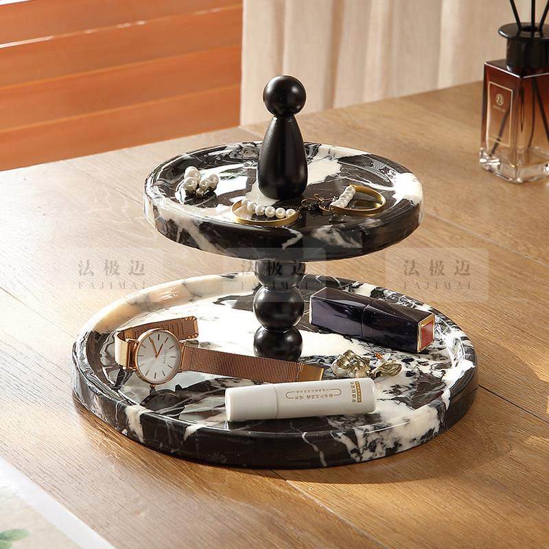 天然大理石入户玄关装饰收纳摆件置物架香薰首饰托 托盘双层水果,淘宝优惠券,粉丝福利购,淘宝优惠卷