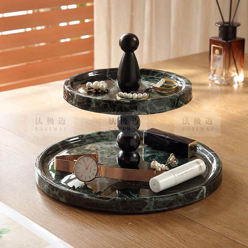 天然大理石入户玄关装饰收纳摆件置物架香薰首饰托 托盘双层水果,淘宝优惠券,粉丝福利购,淘宝优惠卷