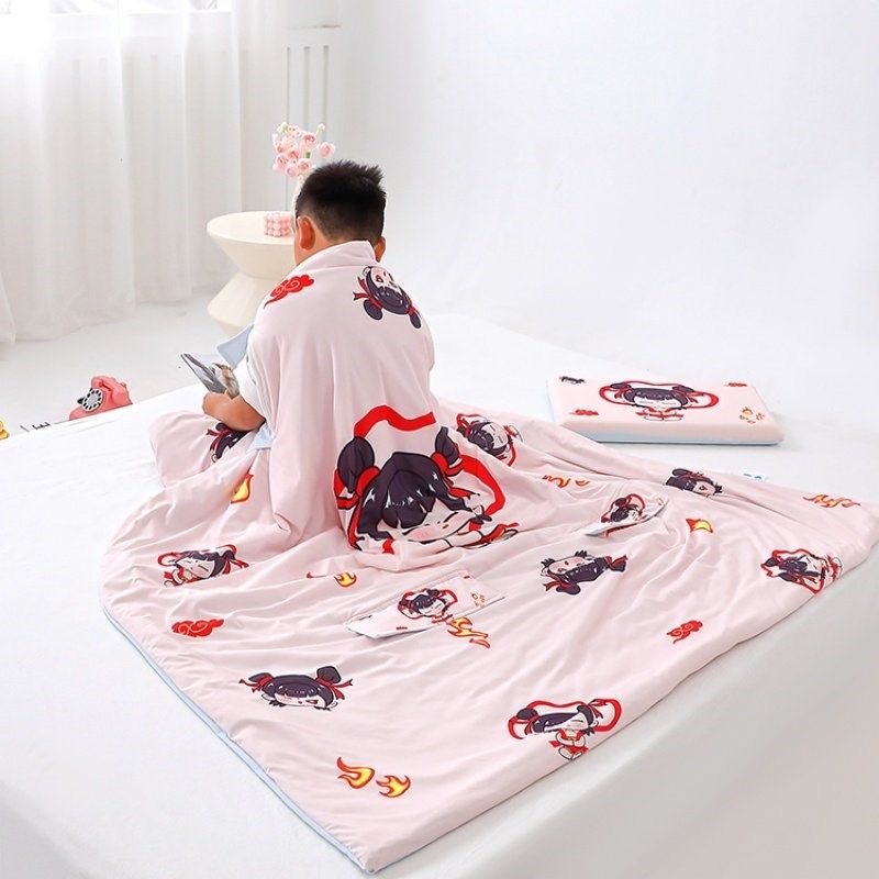 新款A类小凉皮蚕丝防踢被儿童凉感丝男女孩护肚夏被记忆枕两件套,淘宝优惠券,粉丝福利购,淘宝优惠卷