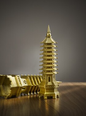 铜精工文昌塔摆件纯铜九层13层学生学习书桌书房客厅摆放装饰品