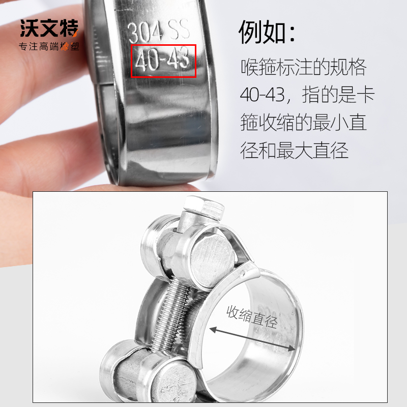 沃文特 304不锈钢强力卡箍欧式抱箍加厚管箍喉箍管卡固定卡子管夹 - 图2