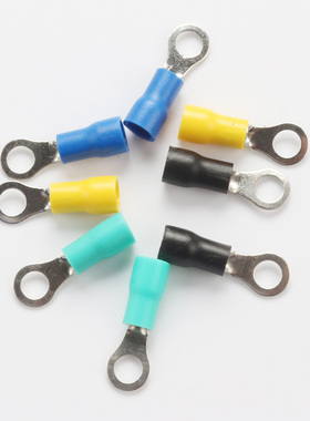 冷压接线端子 O型 铜接头电线连接器 带护套端头 RV1.25-4包邮
