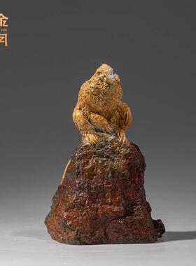 《金猴报喜》铜金岁月猴子黄铜摆件工艺品铜器新中式客厅玄关装饰