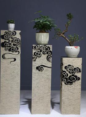 新中式落地仿古石柱客厅玄关家居展示柱展厅摆件底座祥云柱装饰品