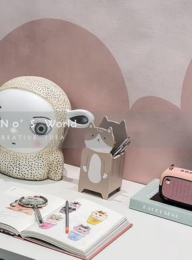 大眼绵羊卡通摆件趣味儿童房软装饰品样板房间桌面彩绘本复古音响