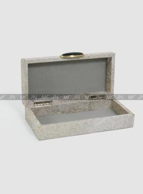 MOON慕空间样板房衣帽间收纳盒摆件灰色魔鬼鱼纹首饰盒装饰品道具