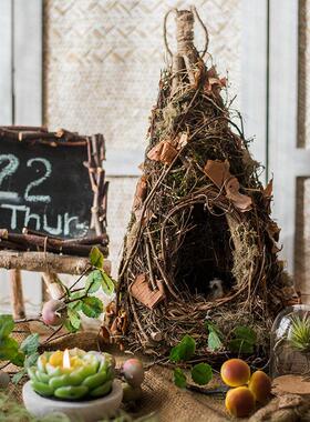 掬涵天然草藤鸟窝鸟巢鸟屋园林庭院装饰吊饰杂货花园造景道具
