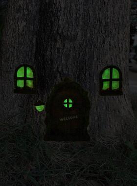 树脂夜光门窗套装挂件创意花园庭院树挂微景观田园装饰品荧光门窗