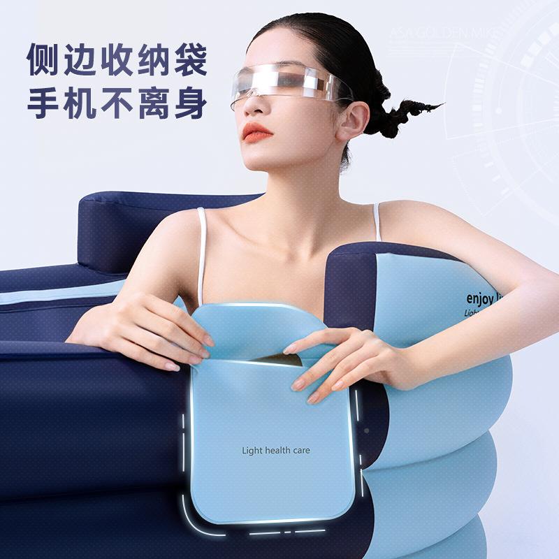 (活动价）泡澡桶大家人加高折叠浴儿童浴洗澡加厚盆用充气缸成人 - 图2