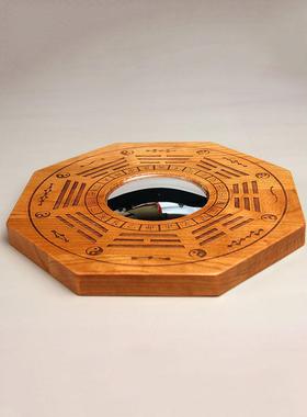 桃木八卦镜凸镜木牌凹镜摆件九宫太极阴阳镜家用阳台门口挂件