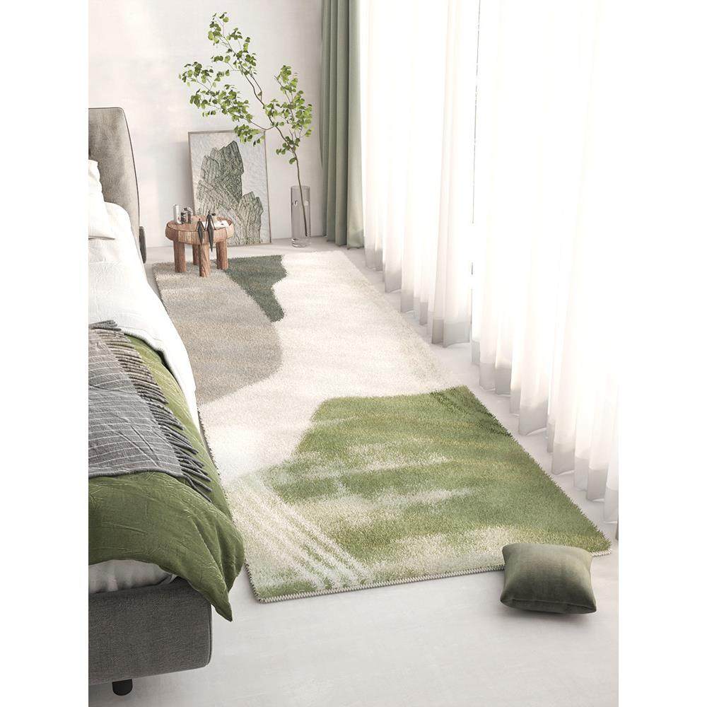 长条床边地毯绿色侘寂客厅地毯羊羔绒卧室床前沙发茶几毯飘窗地垫,淘宝优惠券,粉丝福利购,淘宝优惠卷