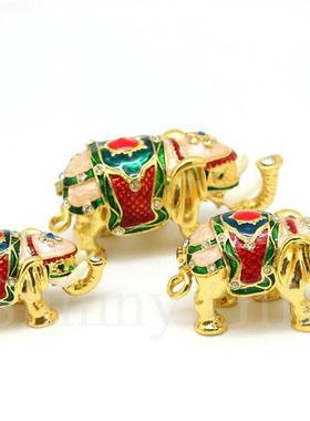 珐琅彩合金三套象装饰盒珐琅工艺礼品招财摆件景区纪念品大象饰品
