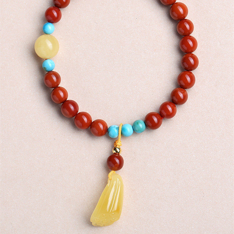 南红玛瑙手串女满肉柿子红绿松石蜜蜡莲花个性手链首饰品一件代发,淘宝优惠券,粉丝福利购,淘宝优惠卷