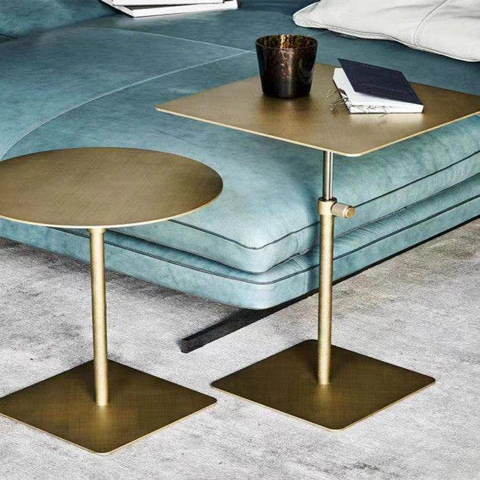 不锈钢升降边几小圆桌高脚小茶几咖啡桌移动沙发边桌简约金属角几,淘宝优惠券,粉丝福利购,淘宝优惠卷