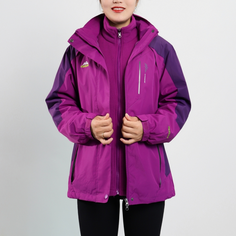 大尺码棉衣女胖人180-210斤宽松两件套加绒妈妈冲锋衣冬装外套中 - 图0