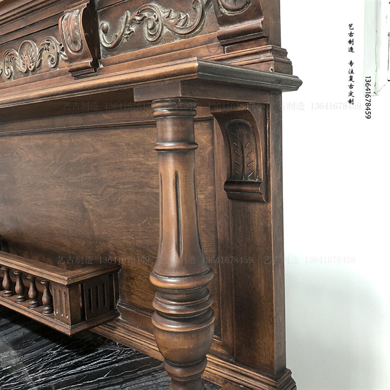 中古实木复古餐厅酒柜茶叶柜新古典怀旧餐边柜客厅置物柜设计师款 - 图1