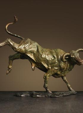 铜牛摆件奔放牛生肖牛摆设办公室公司商务开业礼品工艺饰