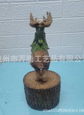 创意树桩树脂摆件仿真树皮小鹿工艺品客厅阳台办公室玄关装饰定制