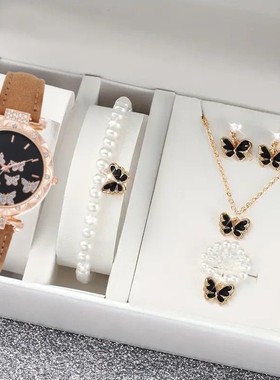 情人节送女友礼物礼盒装珍珠蝴蝶项链元旦新年甜美时尚显白锁骨链