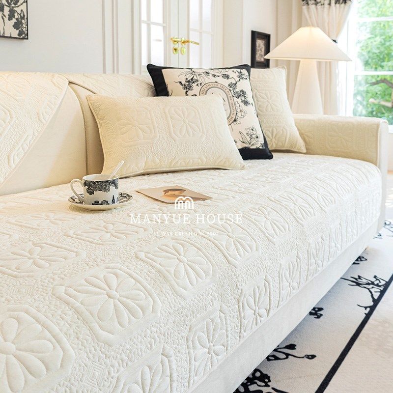 蔓越家 复古砖 奶油色沙发垫法式档客厅沙发罩巾防滑坐垫子,淘宝优惠券,粉丝福利购,淘宝优惠卷