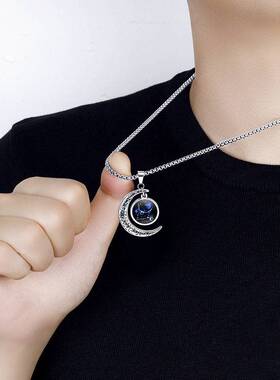 夜光十二星座项链男女潮酷个性发光吊坠嘻哈情侣复古月牙颈链配饰