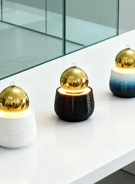 简约现代轻奢流水生财摆件客厅装饰品开业礼物风水轮喷泉循环水景