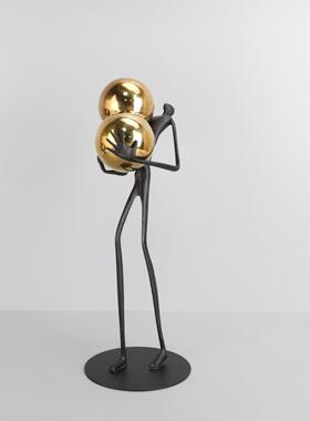 豪克创意家居现代轻奢黑球男子金属艺术装饰客厅样板房电视柜