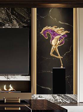 客厅轻奢高室档马摆件别墅玄关公司办铜公高级感乔迁开业送LOD礼