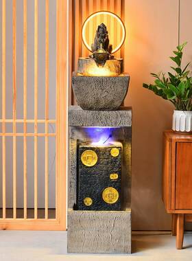 式中吉祥流水摆件皮秀客厅办公室桌面日进斗金柜台风水轮景装开饰