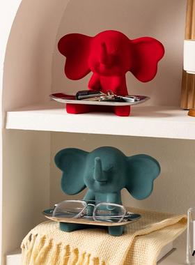 轻奢小飞象摆件玄关收纳置电物客厅视家柜居装品乔迁礼物工艺饰礼