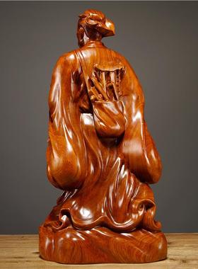 花实木雕鲁班师祖爷摆件匠祖师黑檀yz114木雕站工像雕梨像家居装