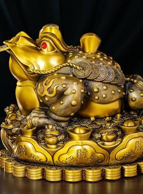 全铜金蟾摆件八方来财三足jc-19008蟾品蜍黄铜金招财办公室金开业