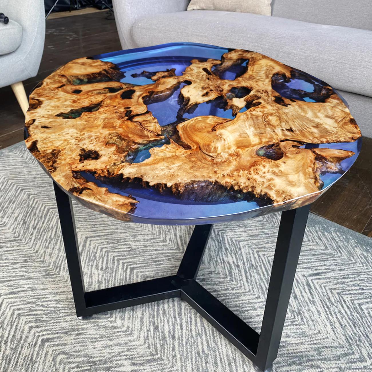 树脂河流桌茶几实木桌小户型轻奢现代简约2025新款网红花几客厅 - 图2