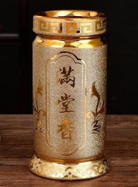 金沙供佛金色香筒插香有求必应香满堂香家用香桶装香佛具供奉用品