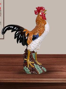 十二生肖鸡家居动物装饰摆件办公室客厅陶瓷大公鸡风水金鸡工艺品